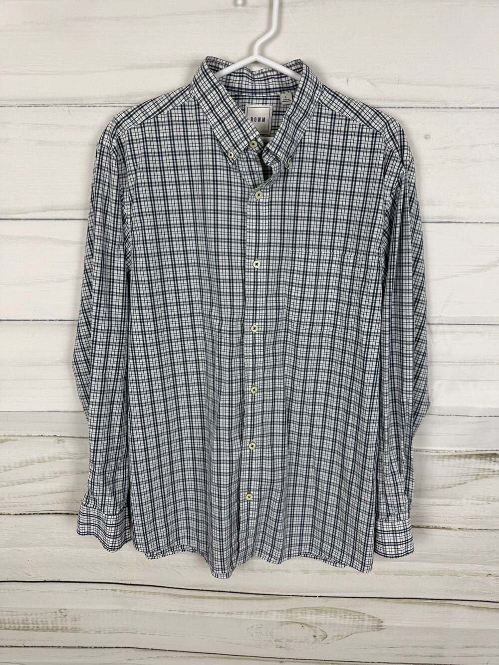 ROWM Men's Plaid Long Sleeve Button Down Shirt Size L
